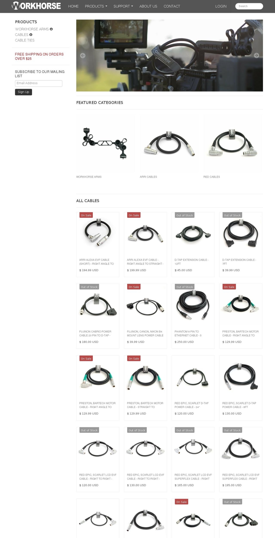 workhorsecameragear.com shopify website screenshot