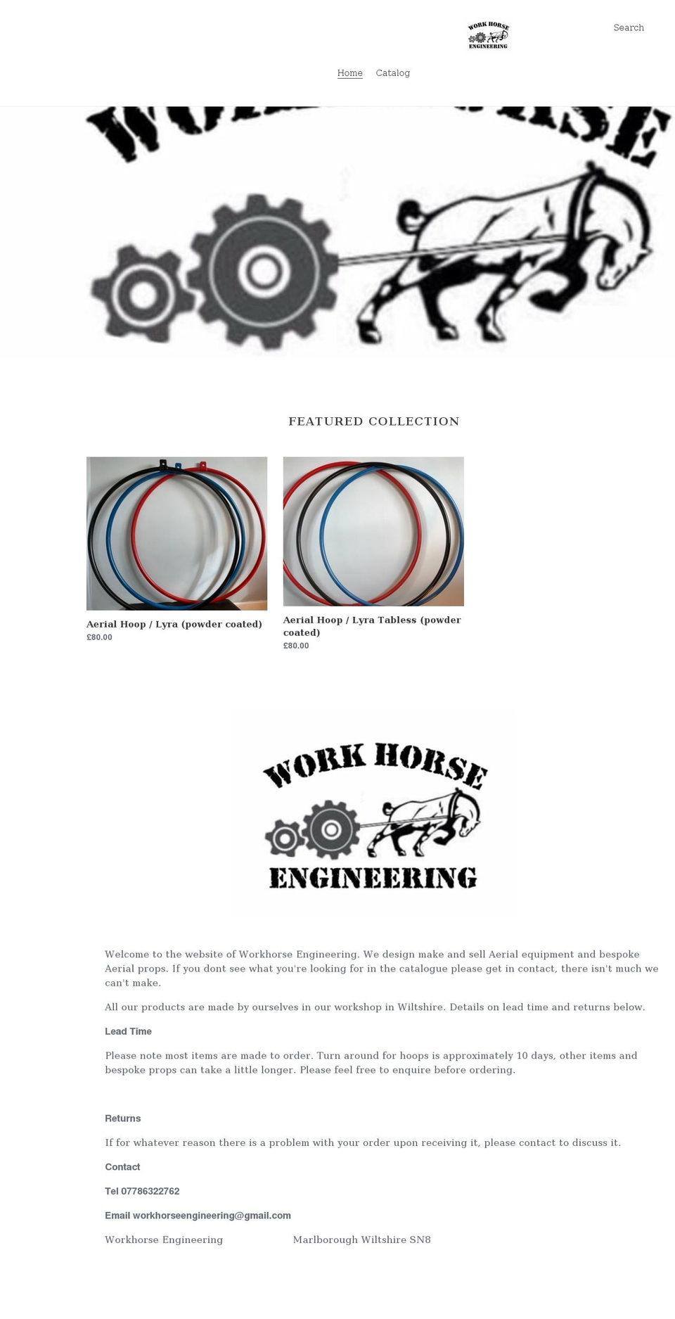 workhorseengineering.co.uk shopify website screenshot