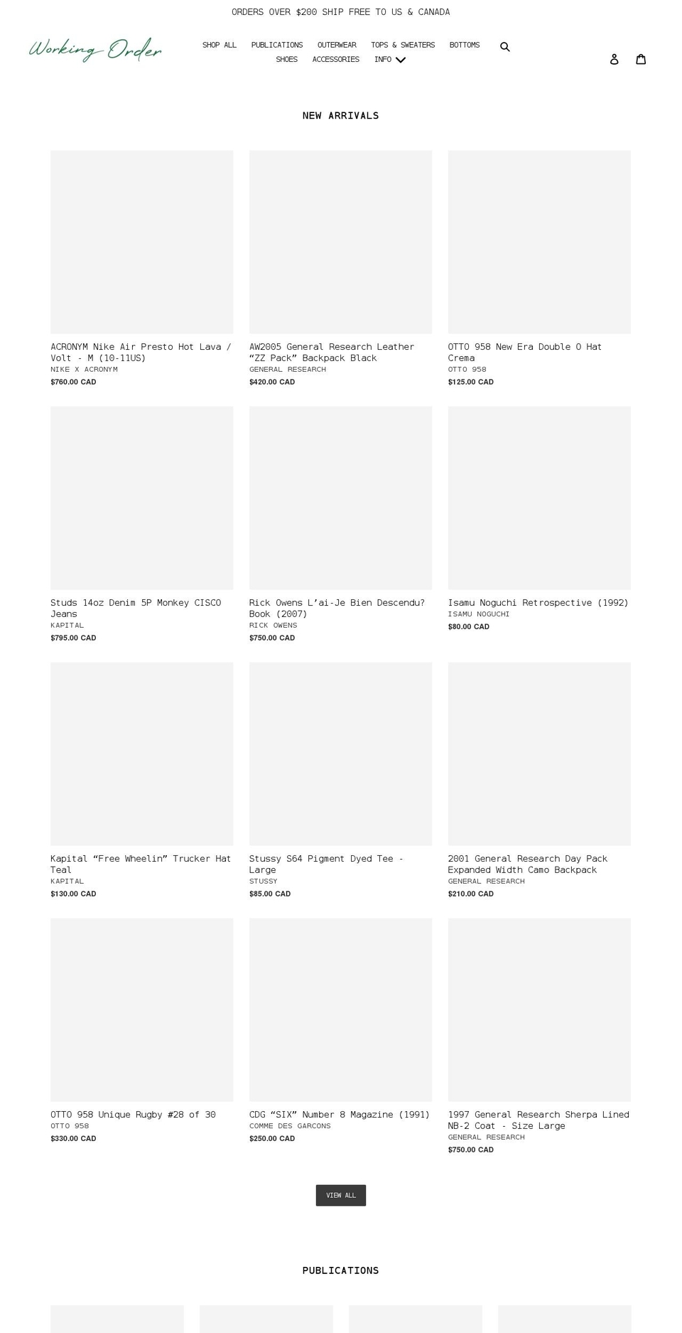 working-order.com shopify website screenshot
