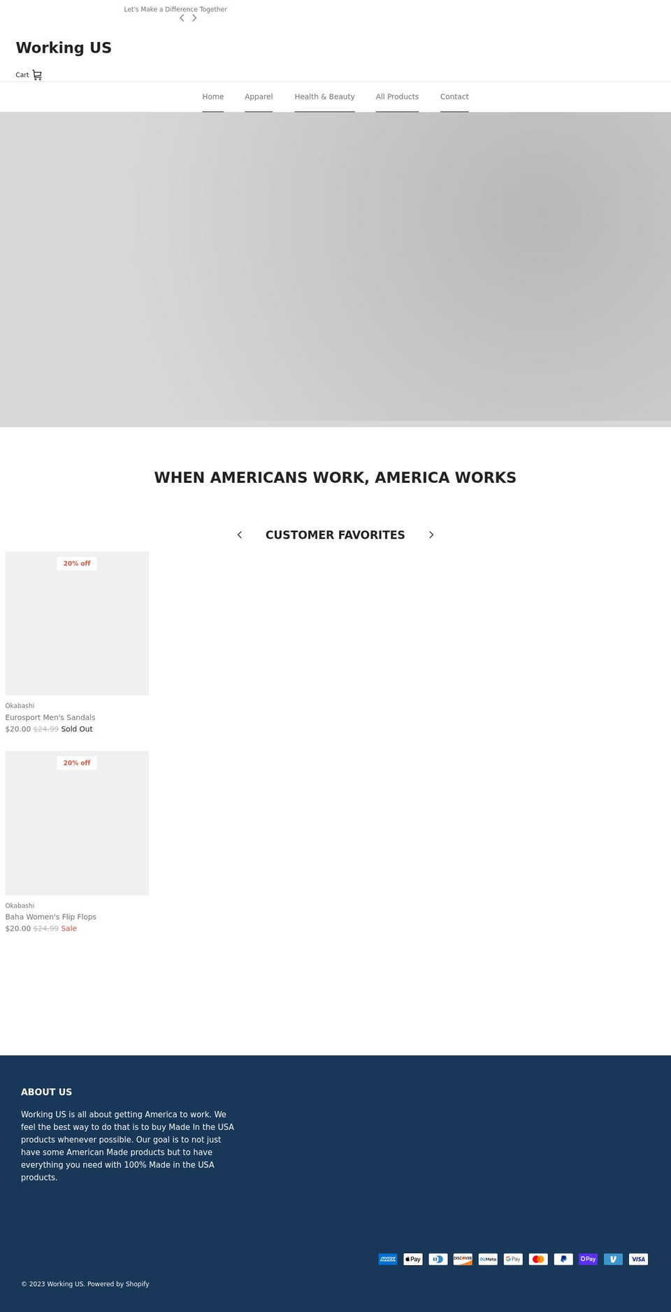 working.us shopify website screenshot