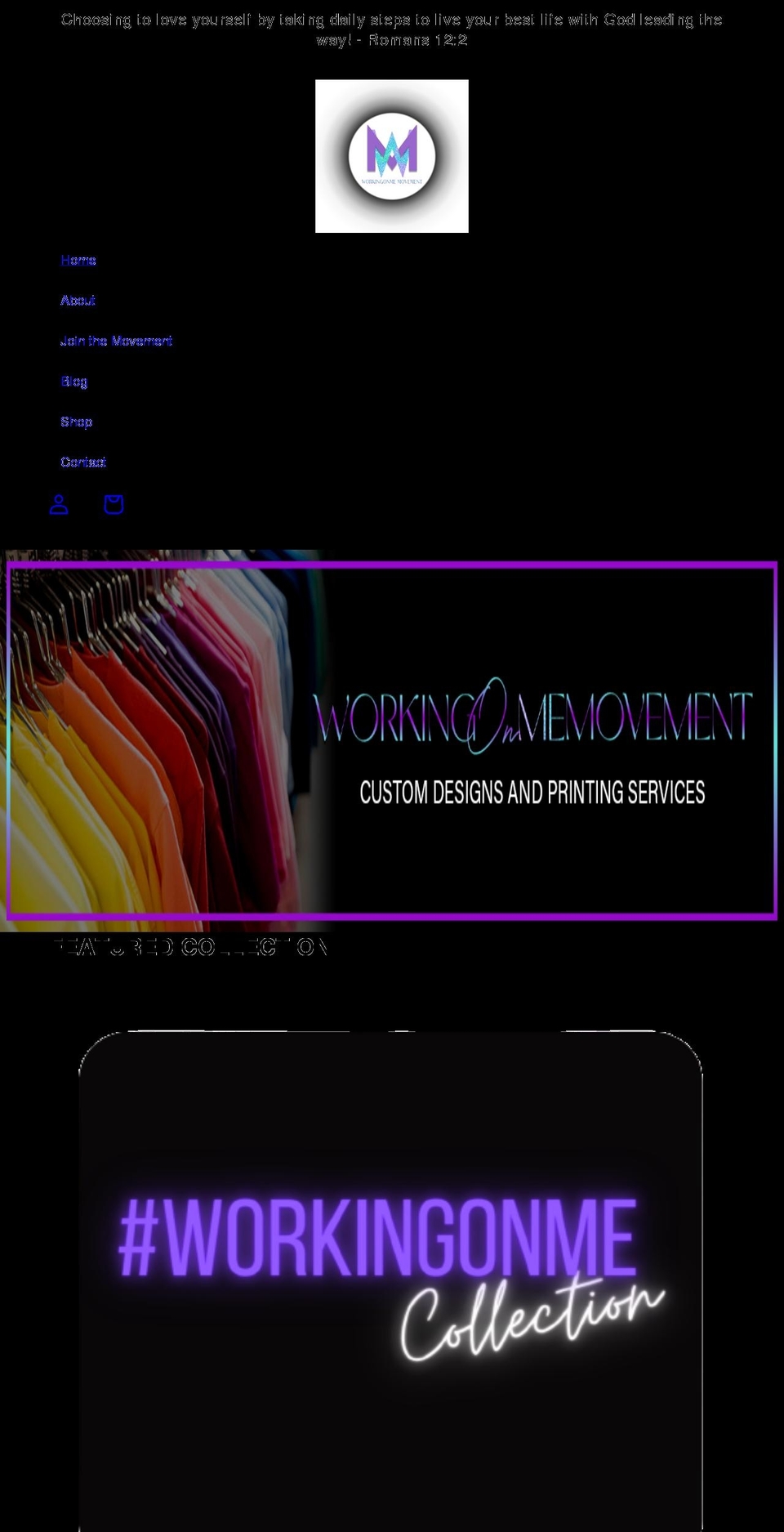 workingonmemovement.com shopify website screenshot