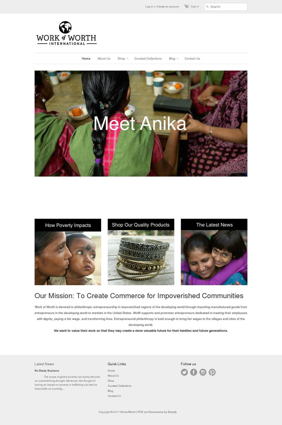 workofworth.com shopify website screenshot