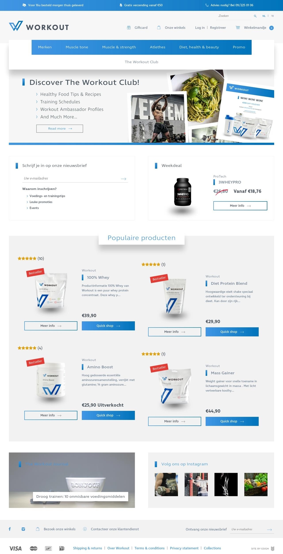 Workout Shopify theme site example workout.be