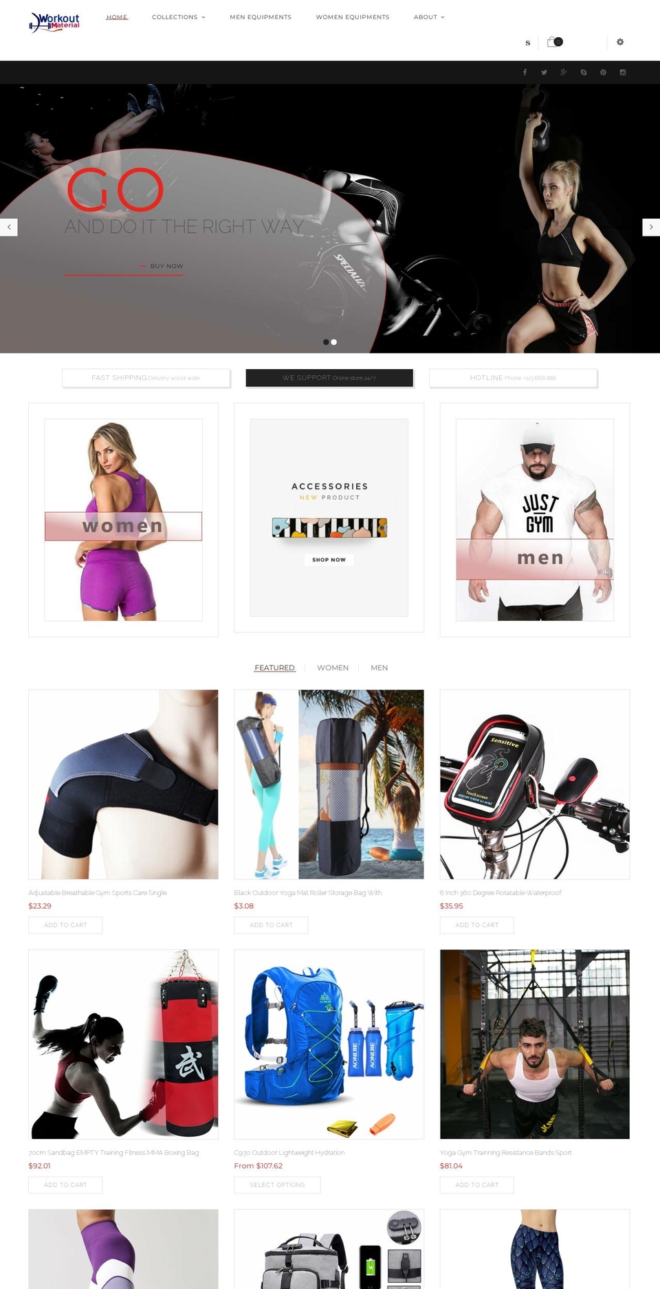 workoutmaterial.com shopify website screenshot
