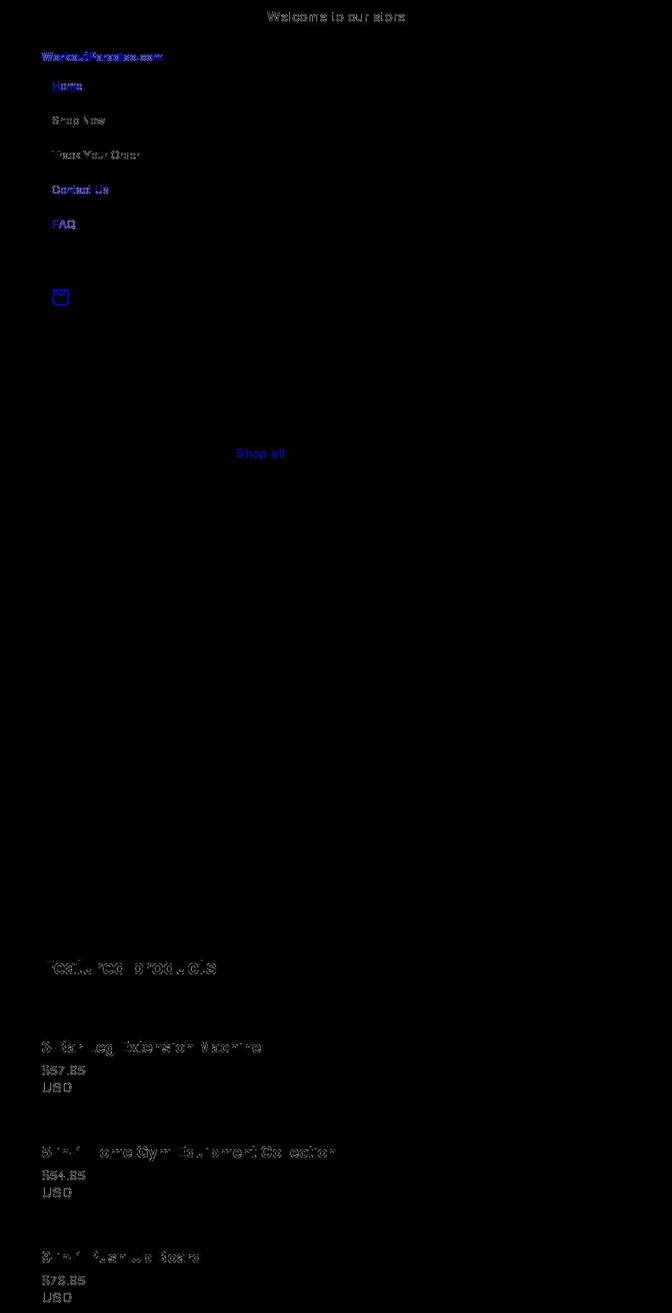 workoutparadiso.com shopify website screenshot