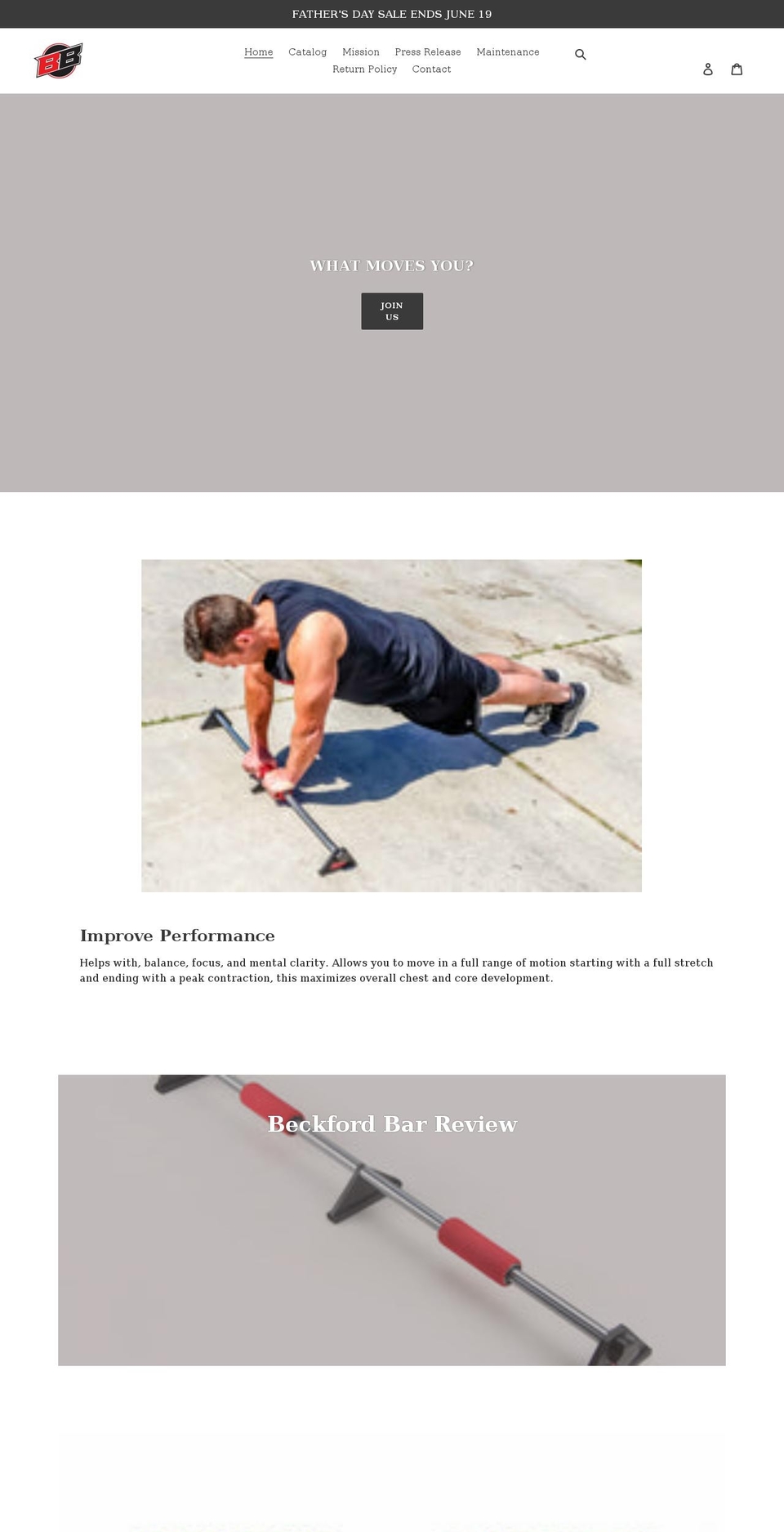 workoutswithbeckfordbar.com shopify website screenshot