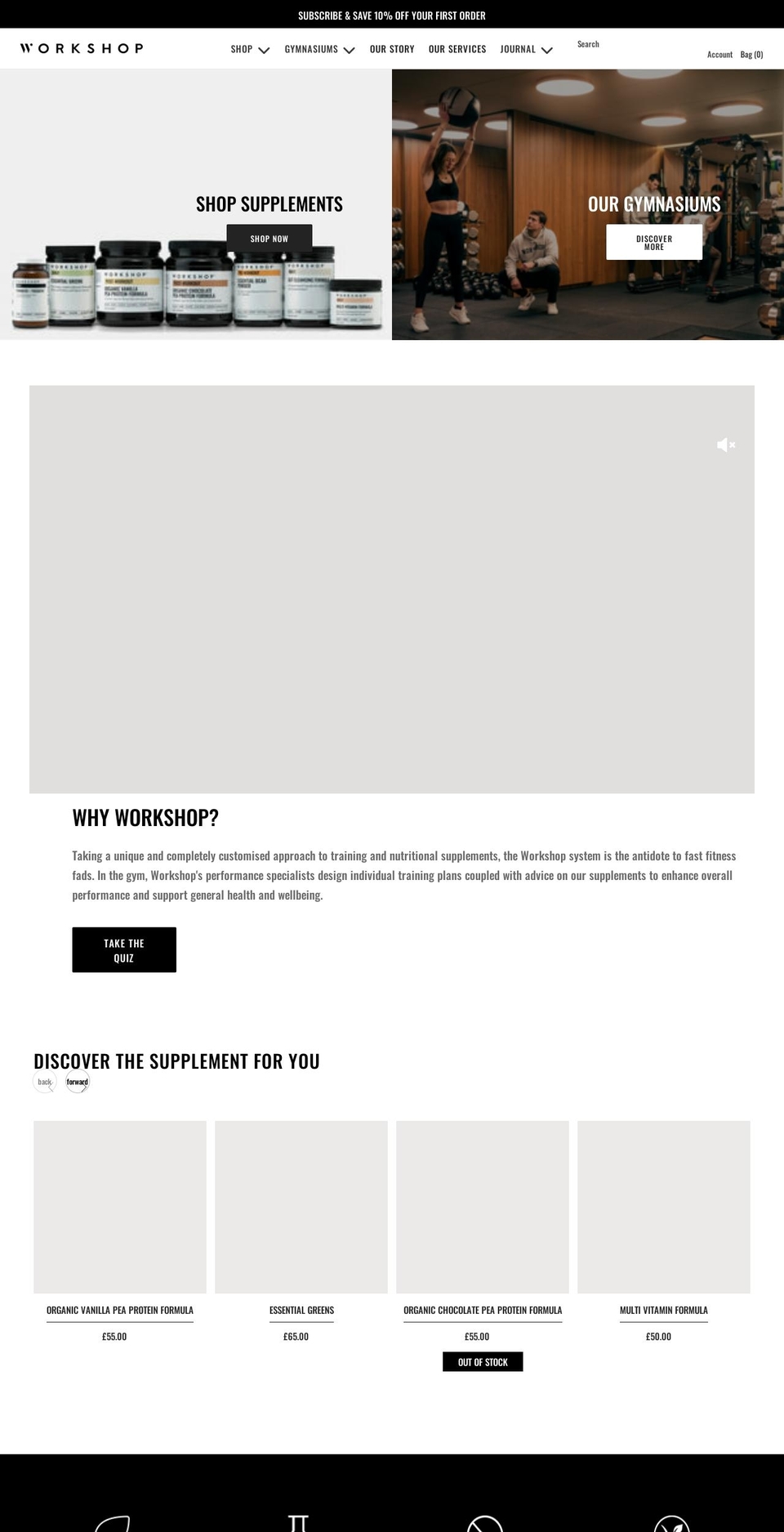 workshopgymnasium.com shopify website screenshot