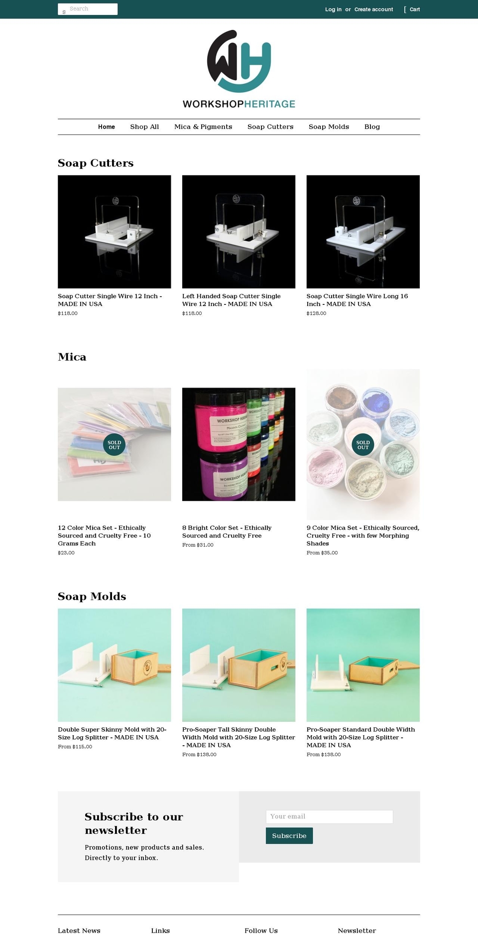 workshopheritage.com shopify website screenshot