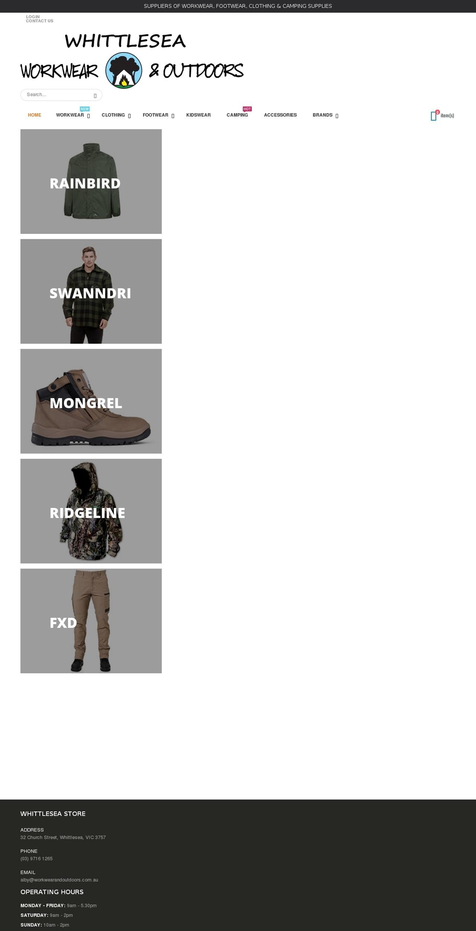 workwearandoutdoors.com.au shopify website screenshot