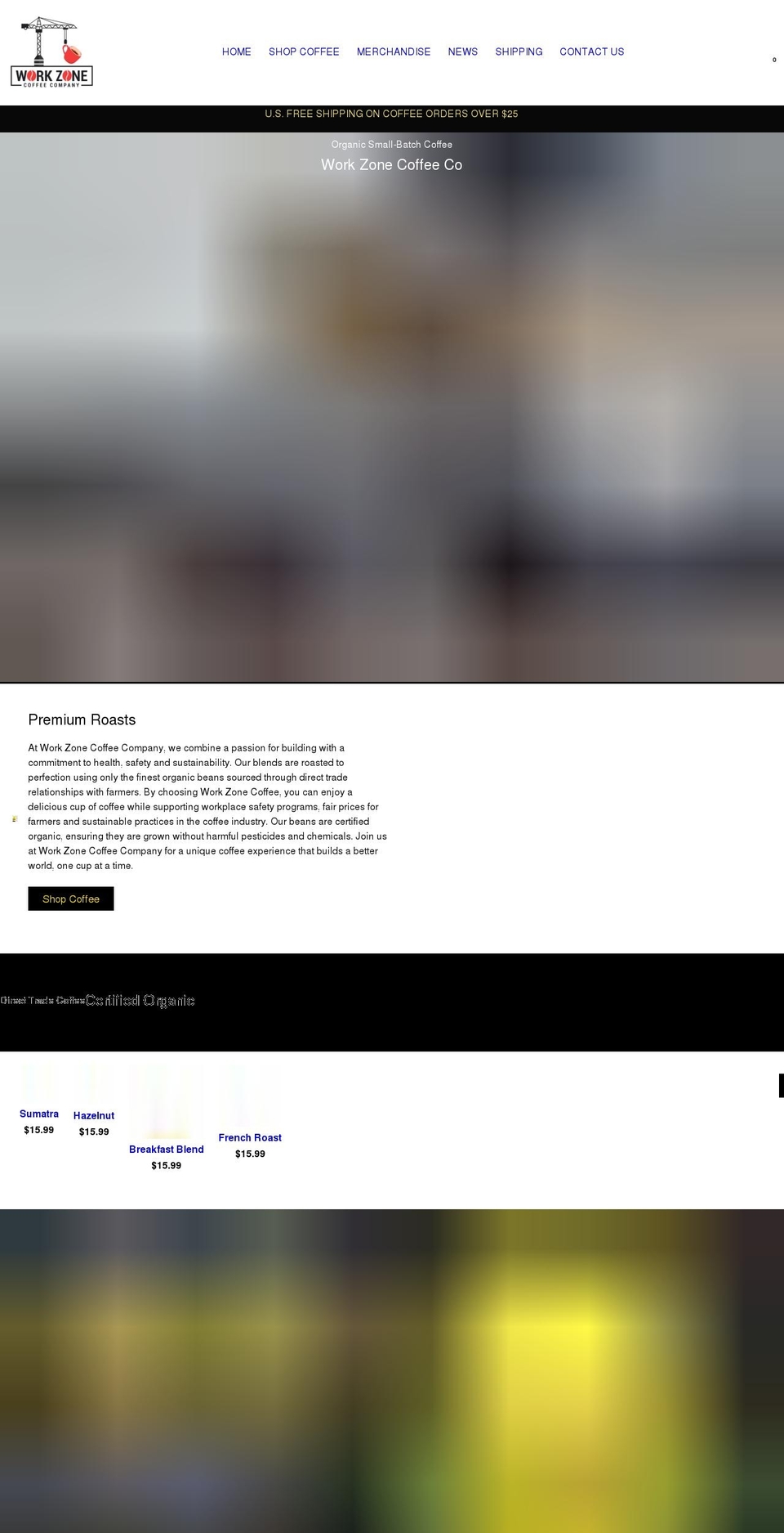 workzonecoffeecompany.com shopify website screenshot