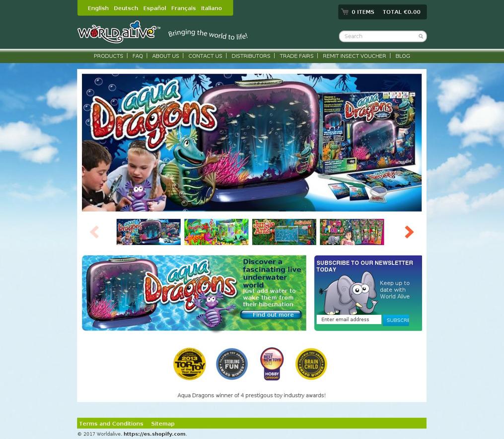 world-alive.net shopify website screenshot