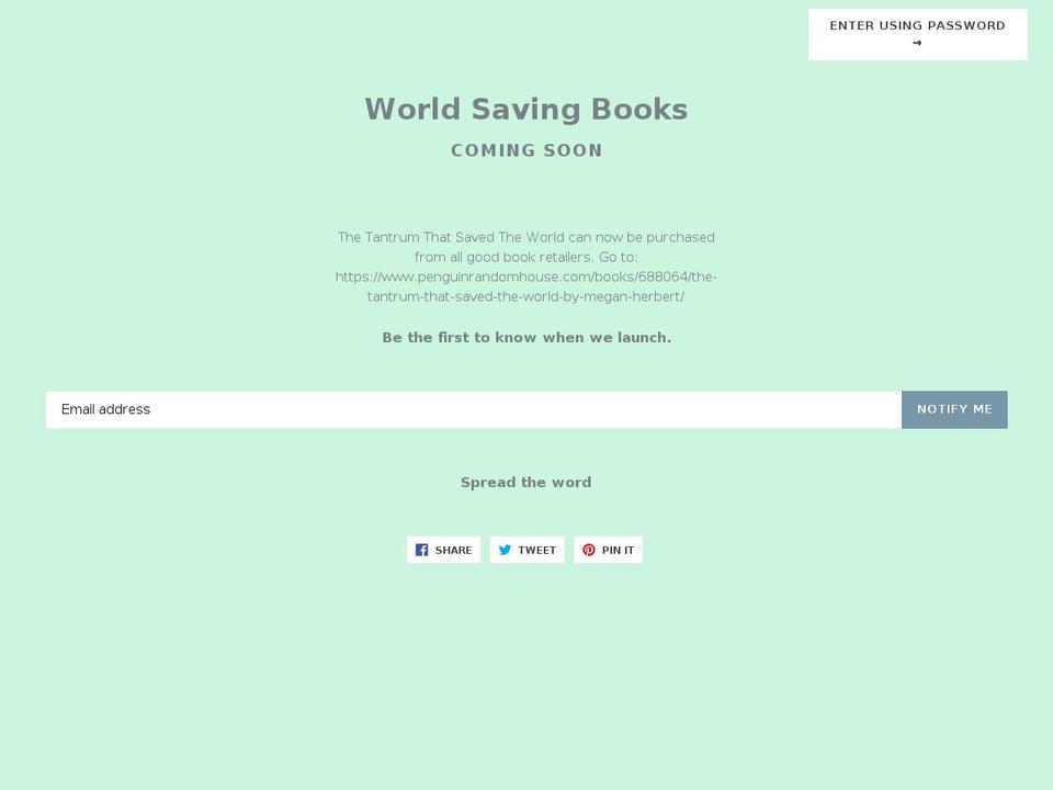 world-saving-books.myshopify.com shopify website screenshot