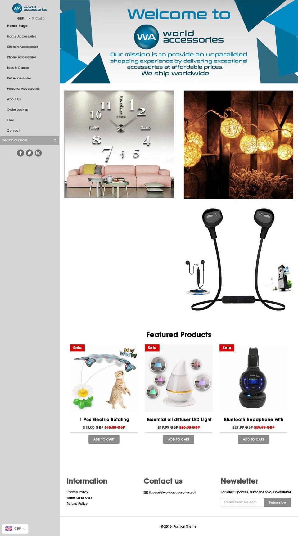 Tech Shopify theme site example worldaccessories.net