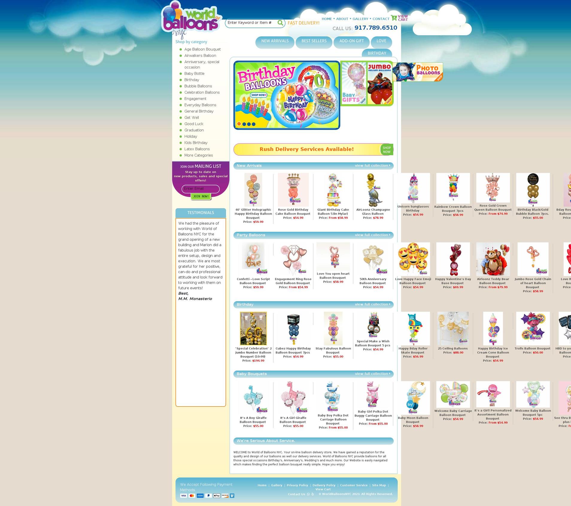 worldballoonsnyc.com shopify website screenshot