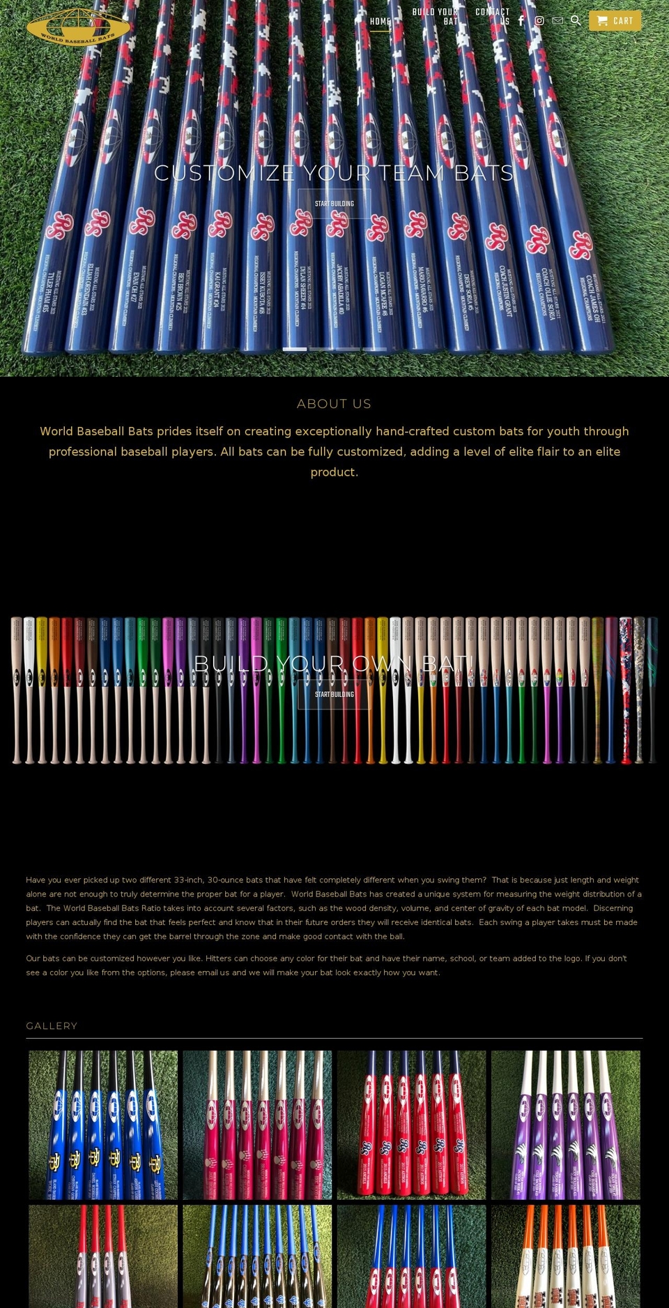 worldbaseballbats.com shopify website screenshot