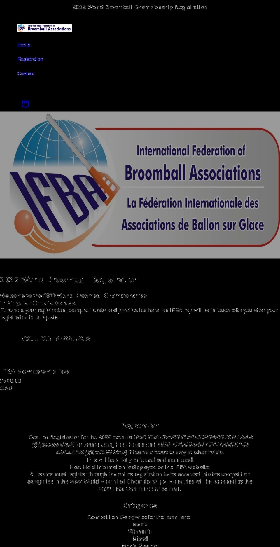worldbroomball.org shopify website screenshot