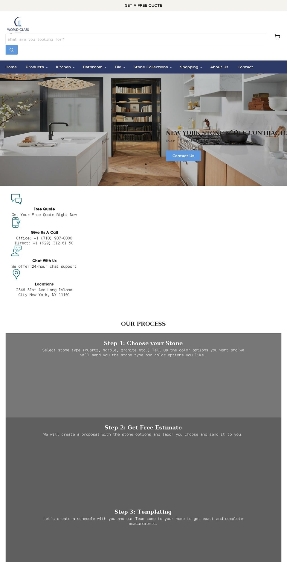 worldclassgranite.com shopify website screenshot