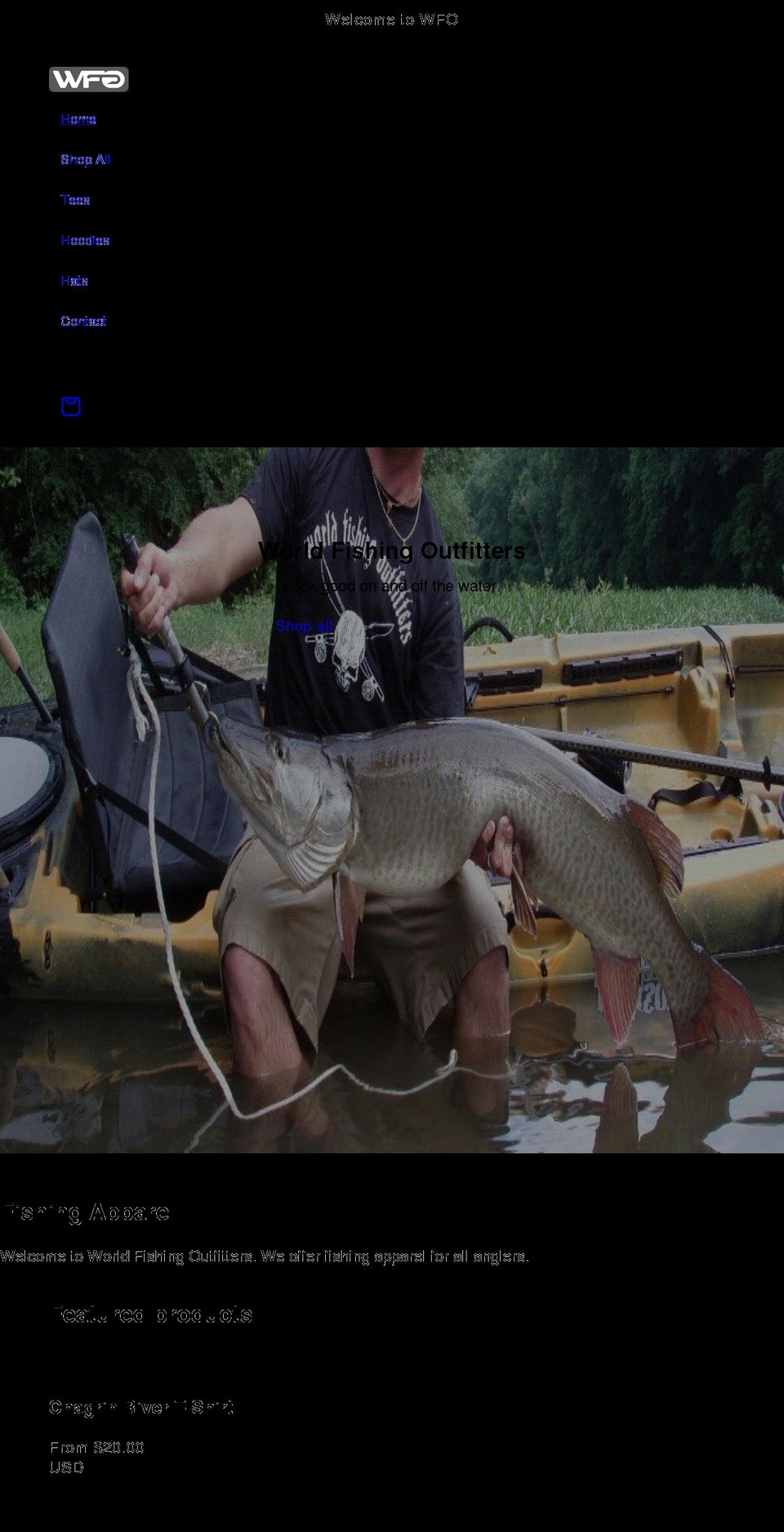 worldfishingoutfitters.com shopify website screenshot