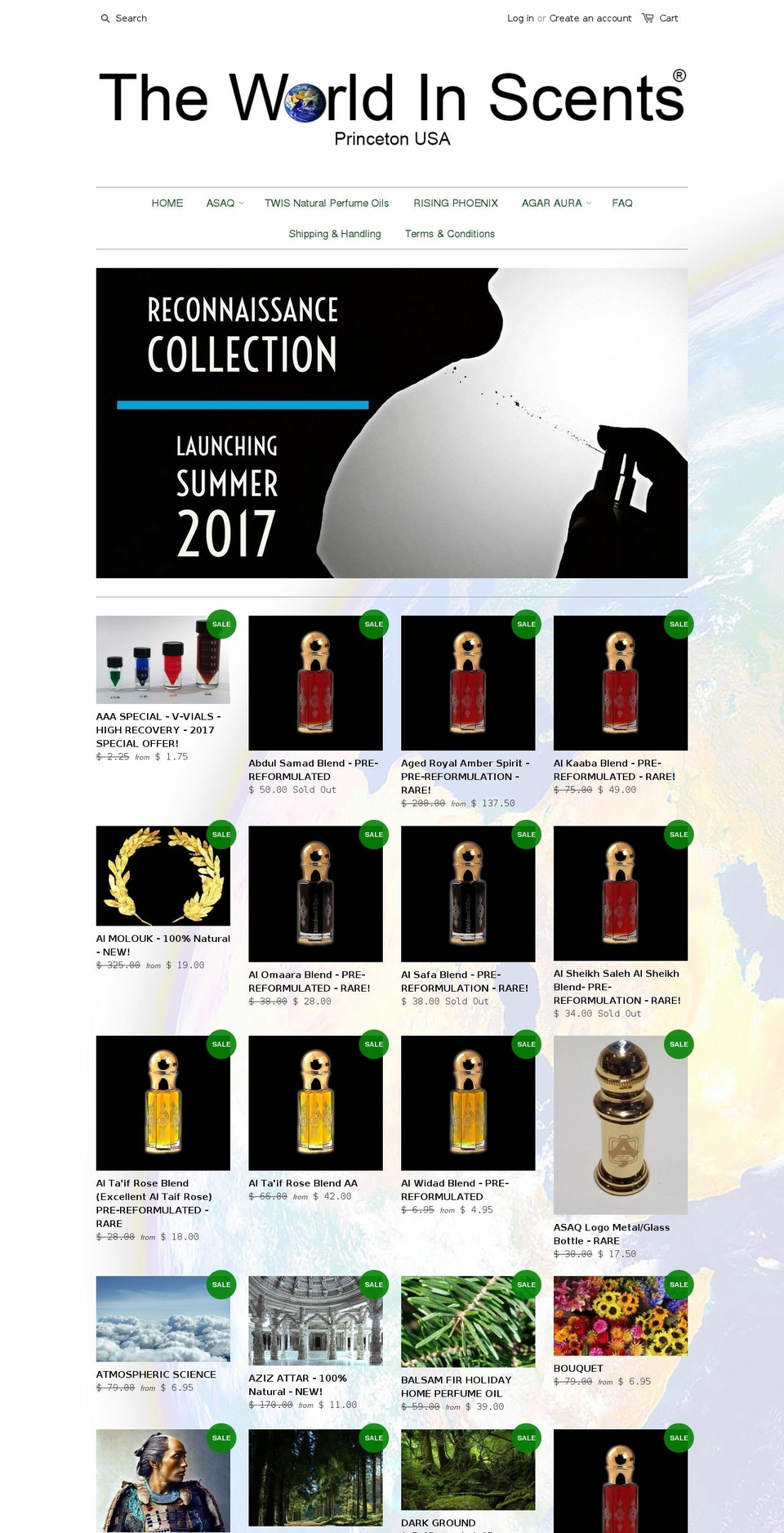 worldinscents.com shopify website screenshot