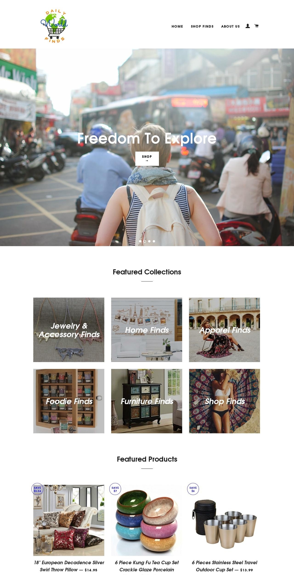 worldlyfinds.com shopify website screenshot