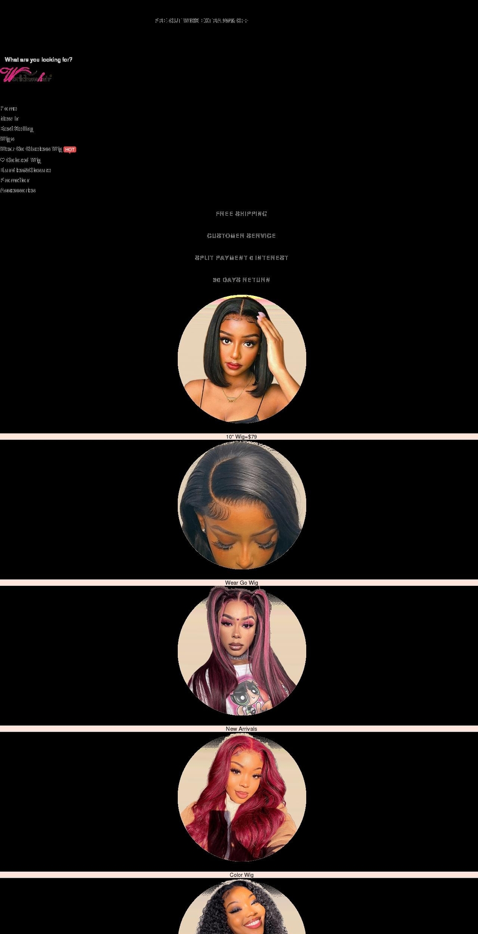 worldnewhair.com shopify website screenshot