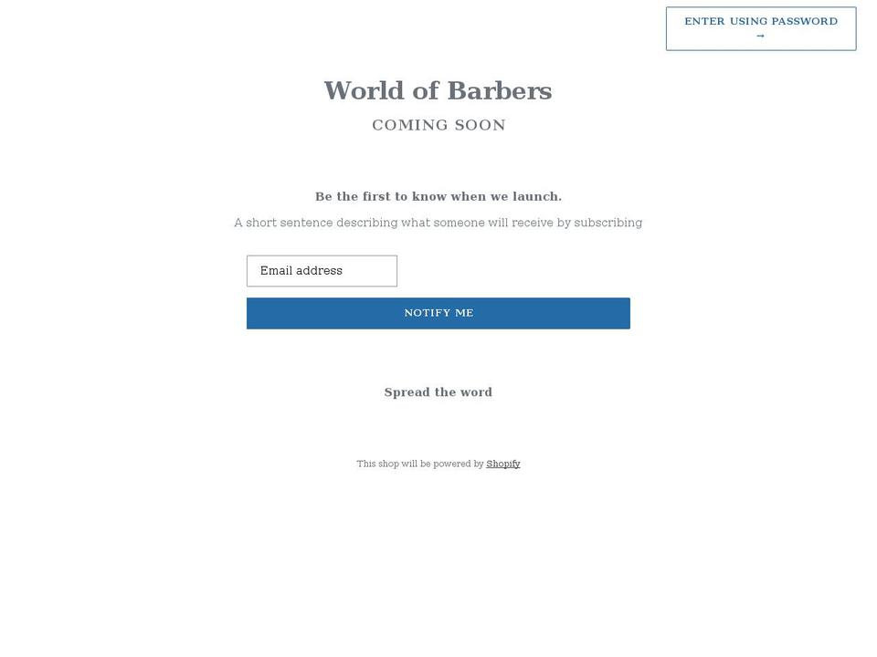 worldofbarbers.com shopify website screenshot