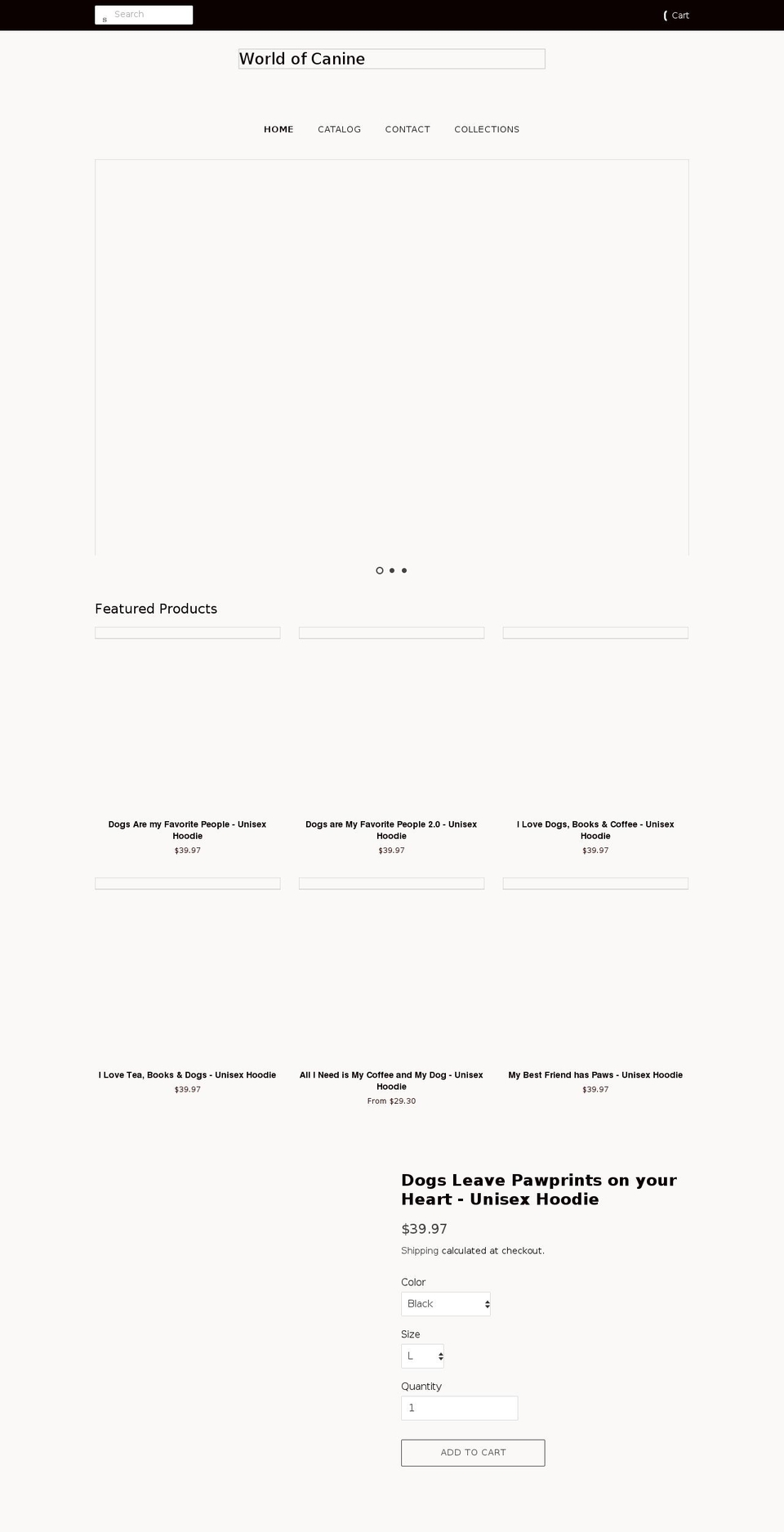 worldofcanine.com shopify website screenshot