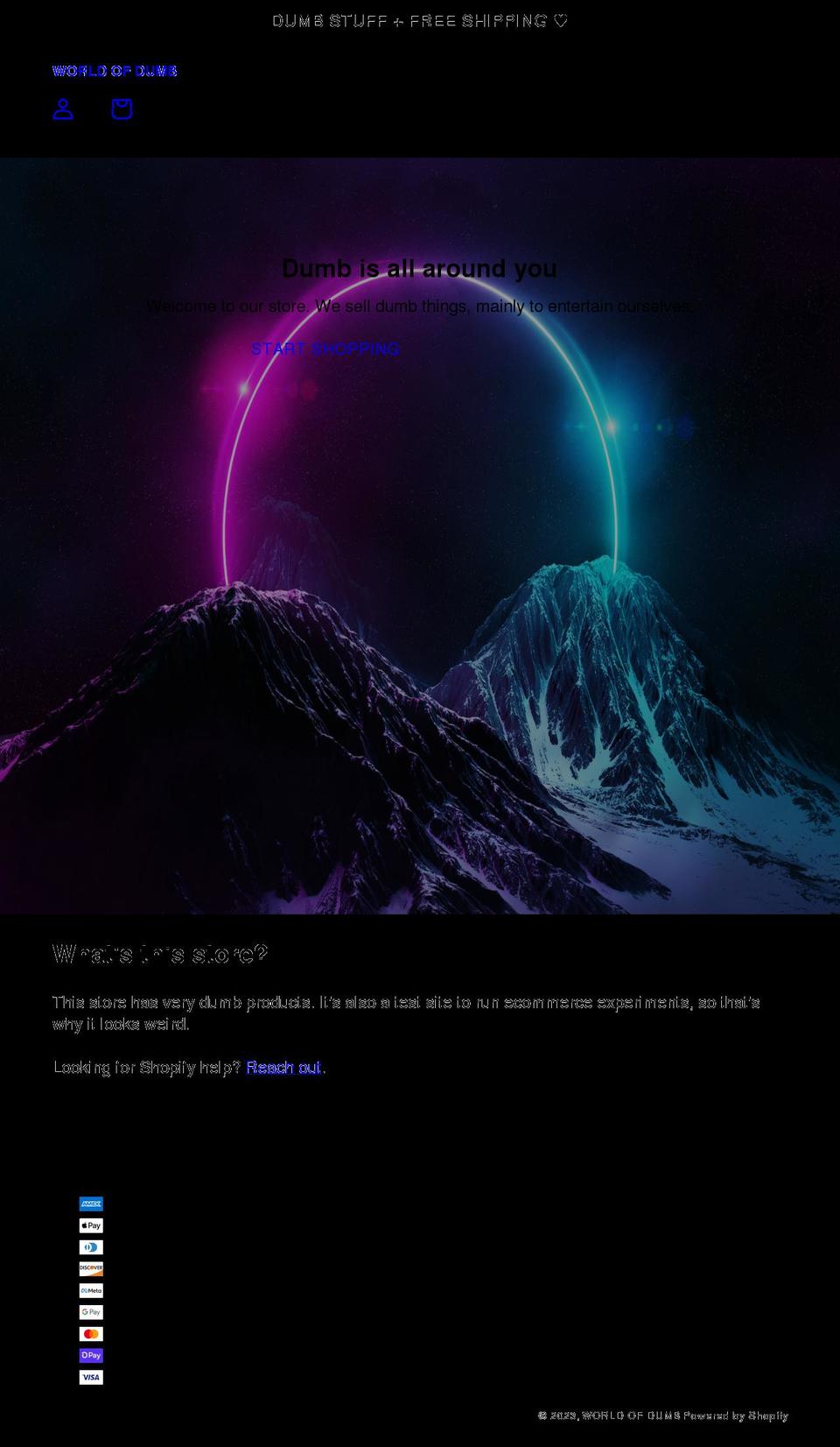 worldofdumb.com shopify website screenshot
