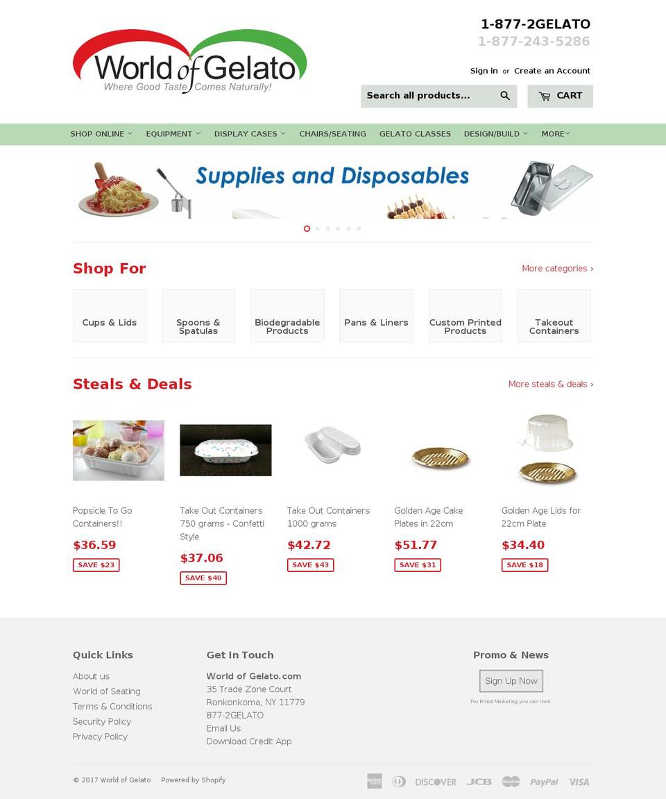 worldofgelato.com shopify website screenshot