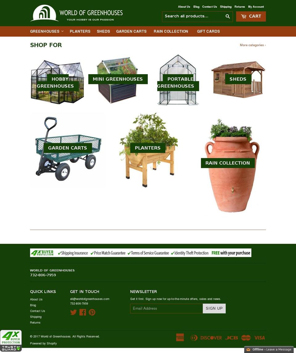 dsl Shopify theme site example worldofgreenhouses.com