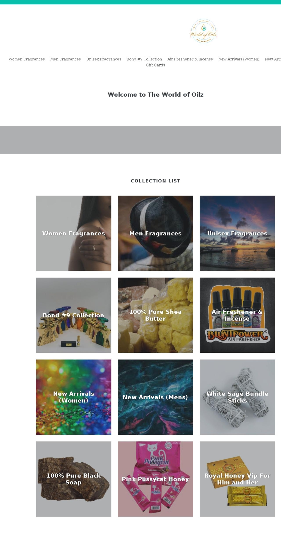 worldofoilz.com shopify website screenshot