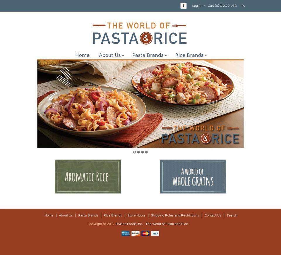 worldofpastaandrice.com shopify website screenshot