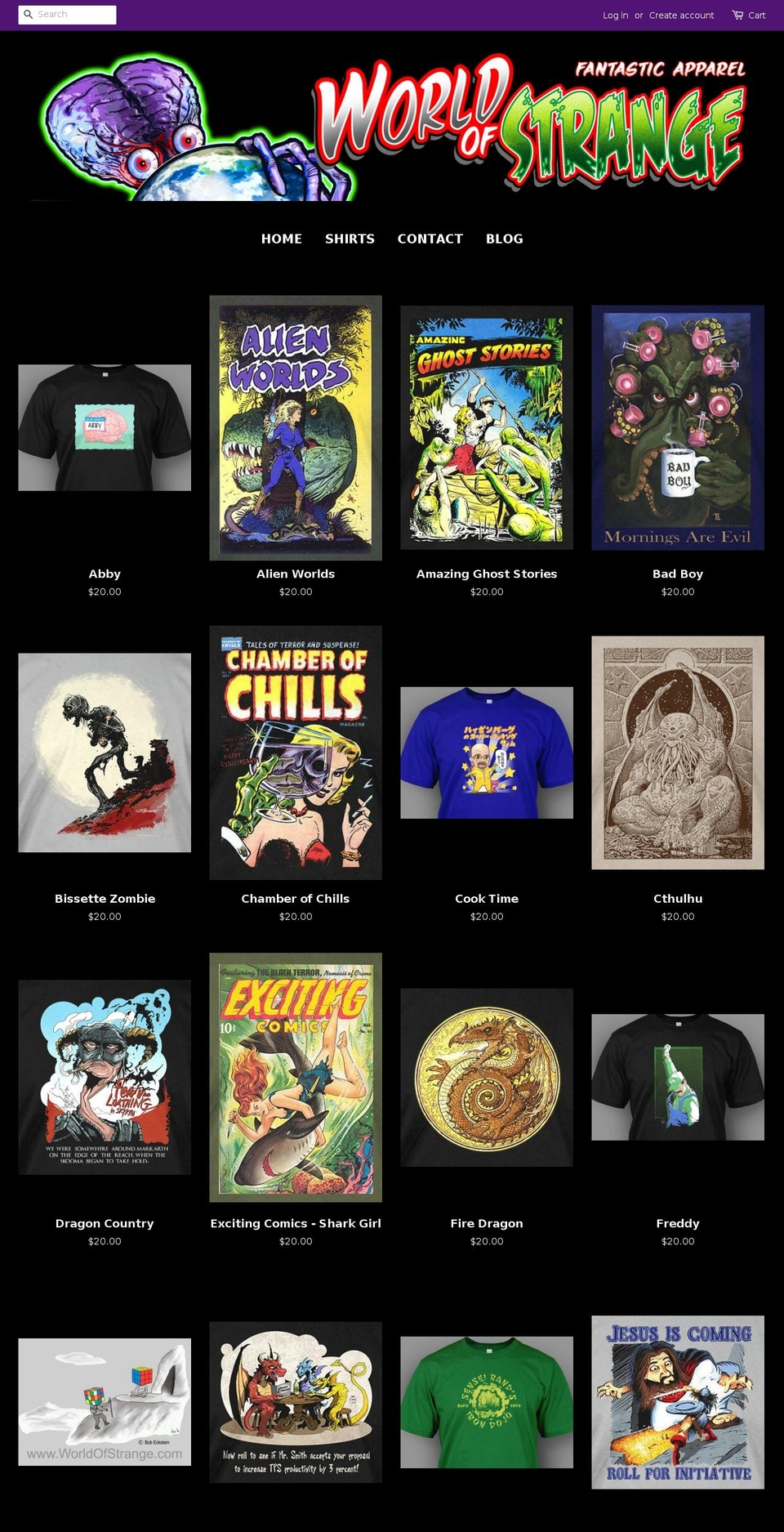 worldofstrange.com shopify website screenshot