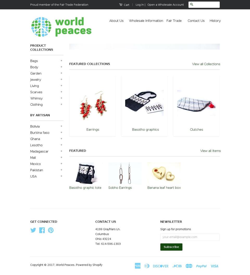 Crave Shopify theme site example worldpeaces.com