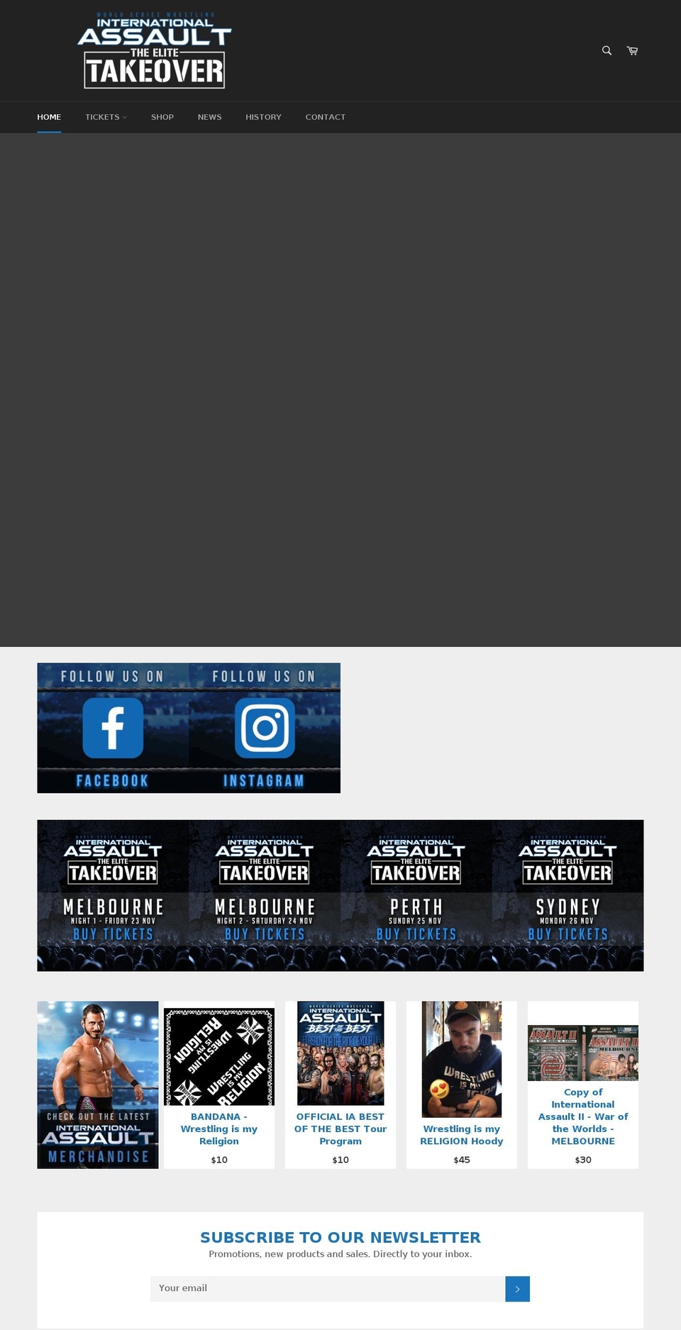 worldserieswrestling.com shopify website screenshot