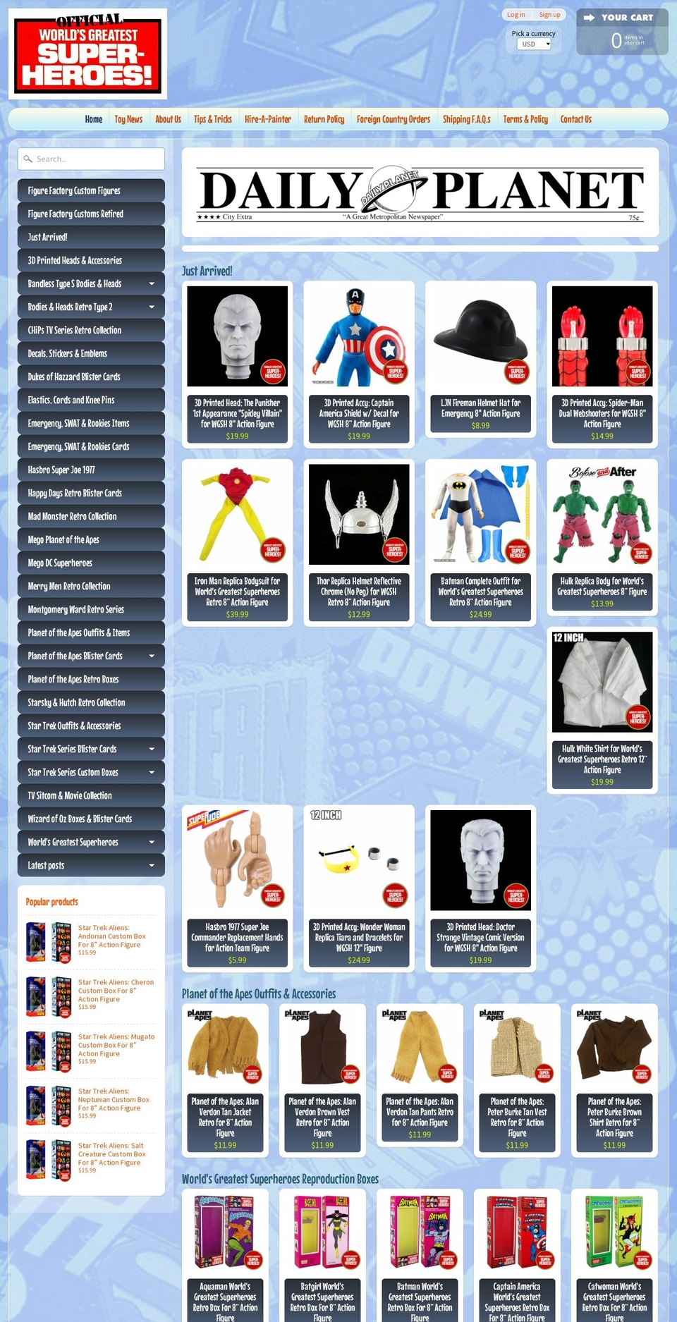 worldsgreatestsuperheroes.com shopify website screenshot