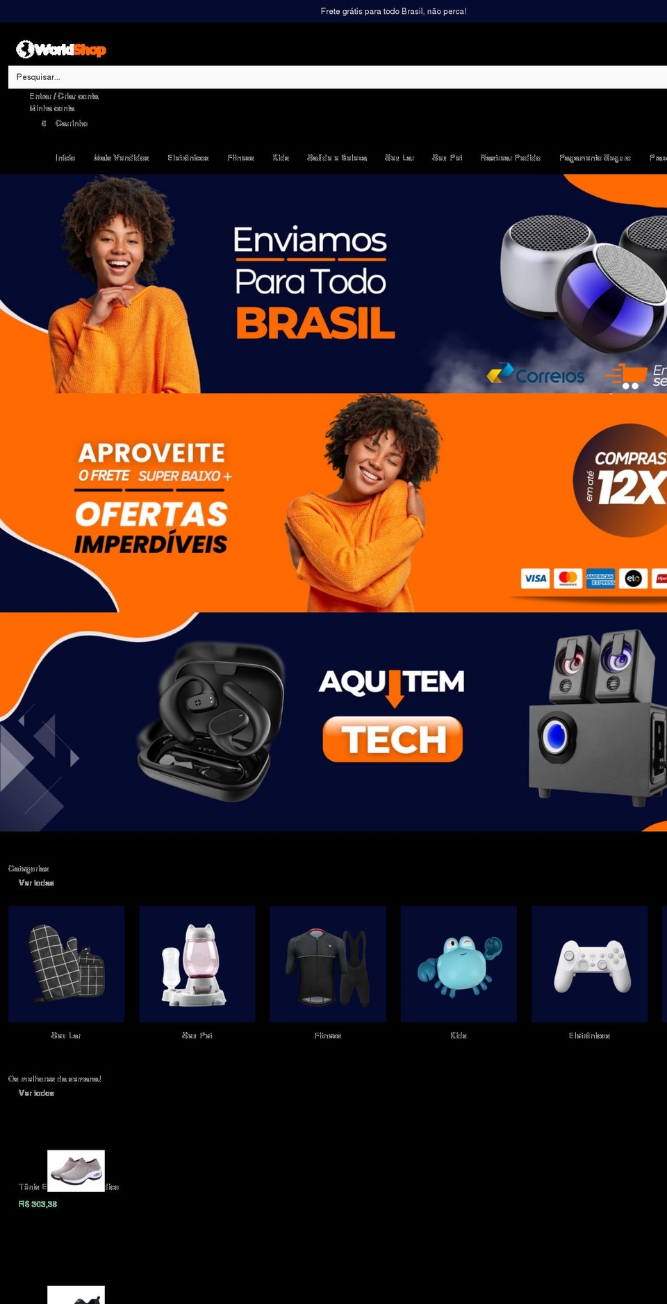 Tema ware - pro oficial Shopify theme site example worldshopp.com.br