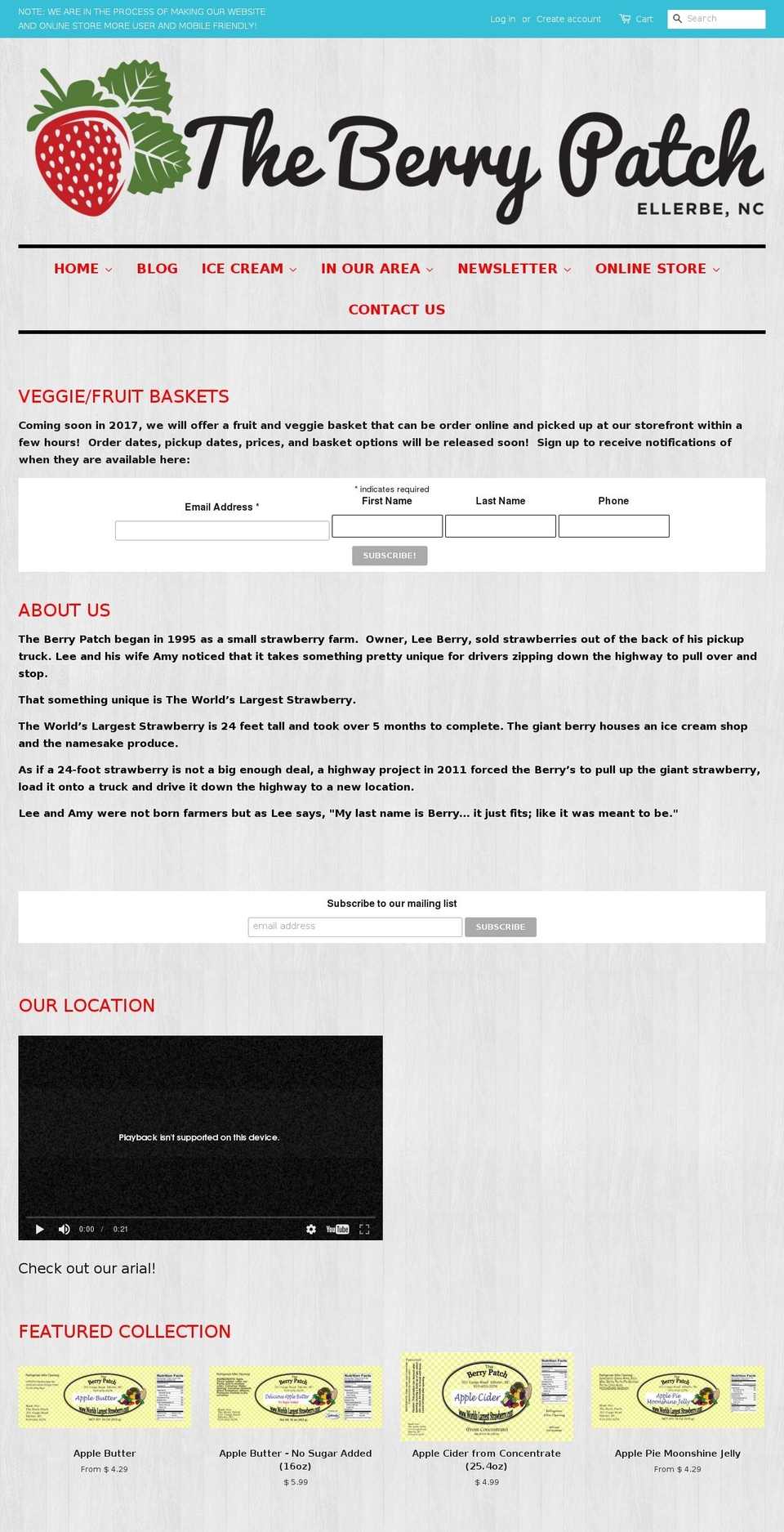 worldslargeststrawberry.com shopify website screenshot