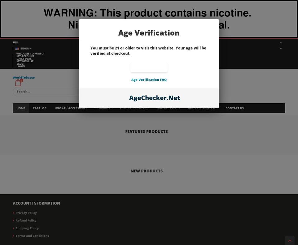 worldtobacco.us shopify website screenshot