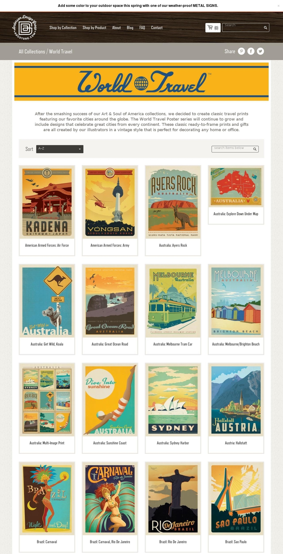 worldtravelposters.com shopify website screenshot