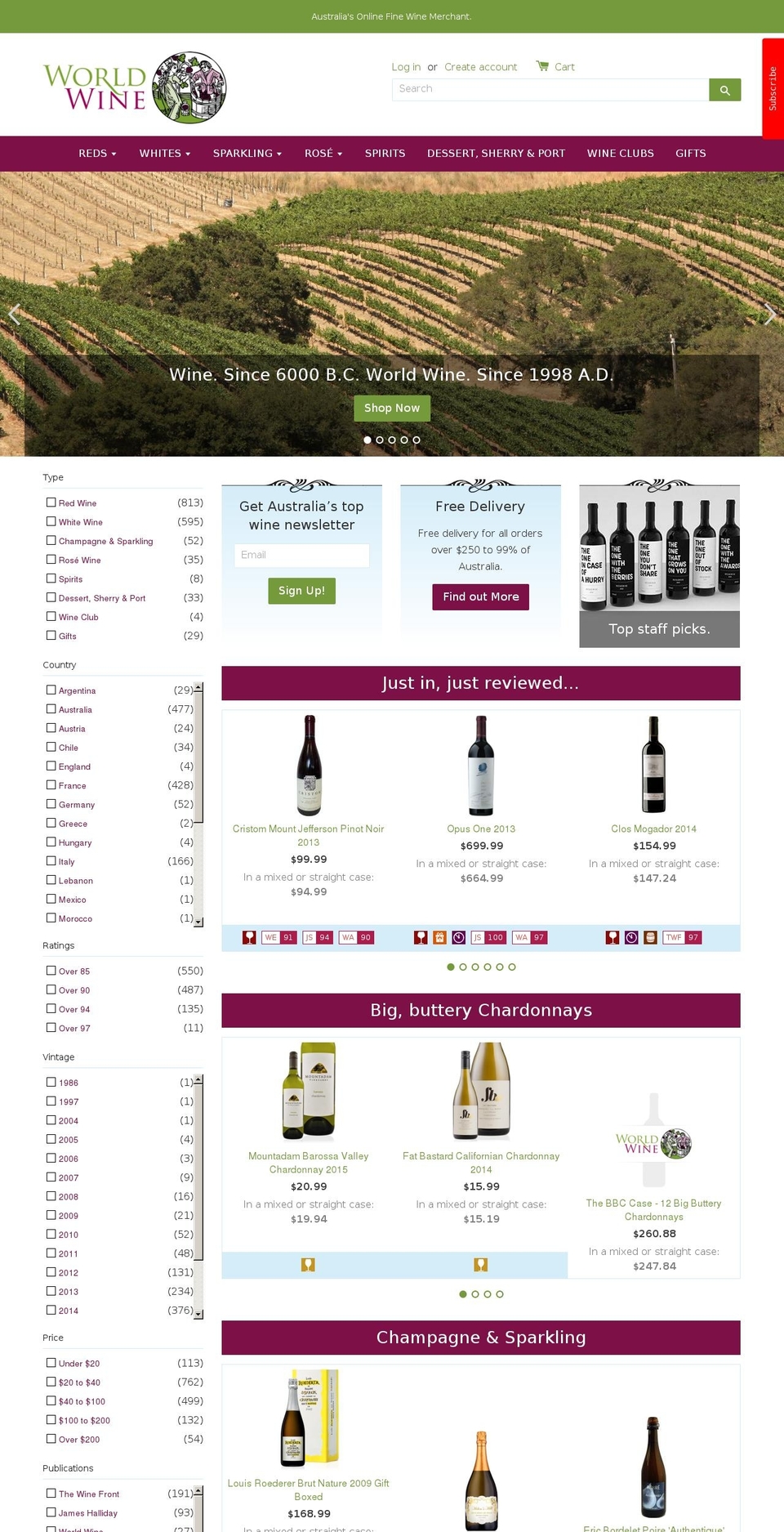 worldwine.com.au shopify website screenshot