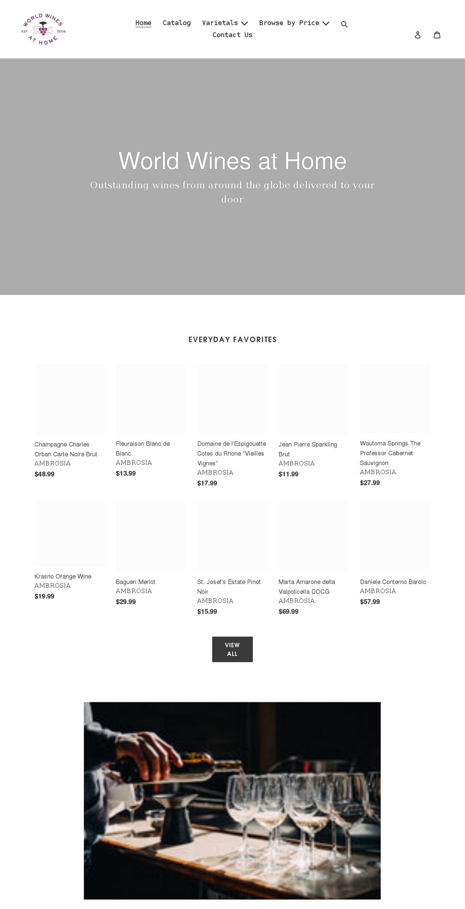 worldwinesathome.com shopify website screenshot