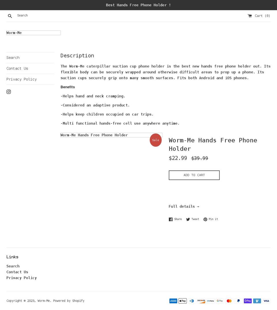 worm-me.com shopify website screenshot