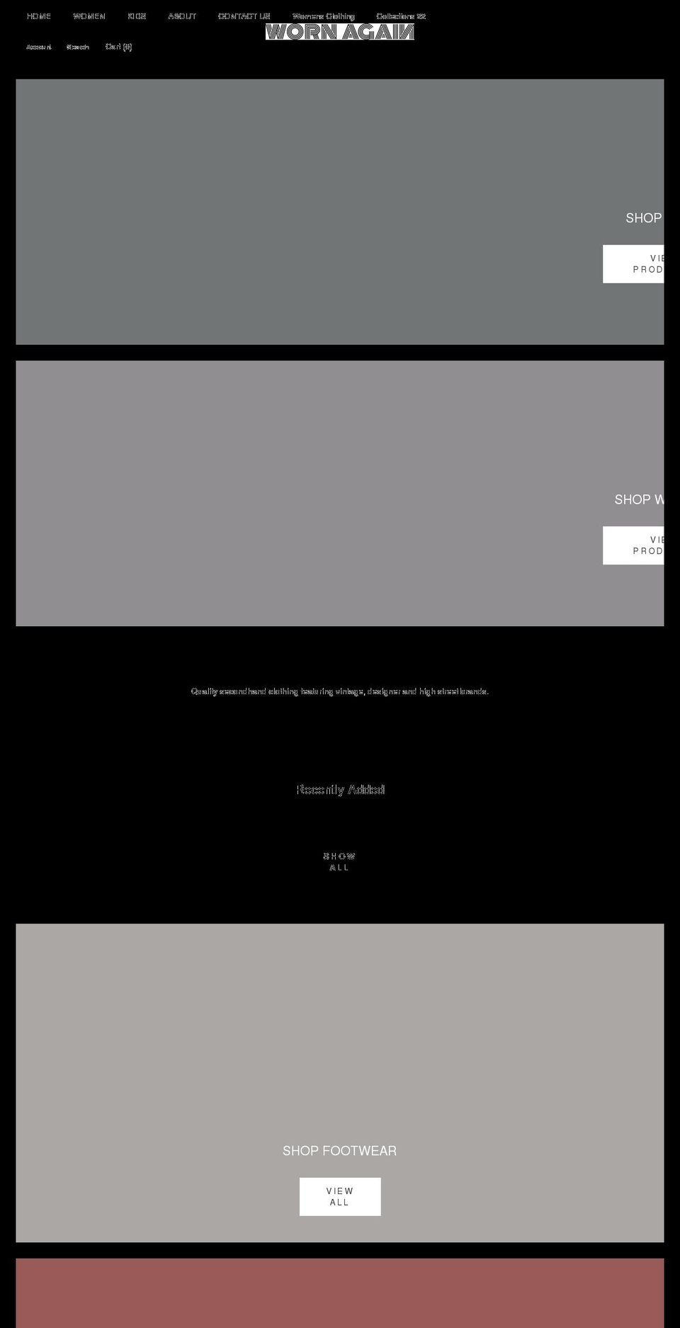 wornagain.com shopify website screenshot