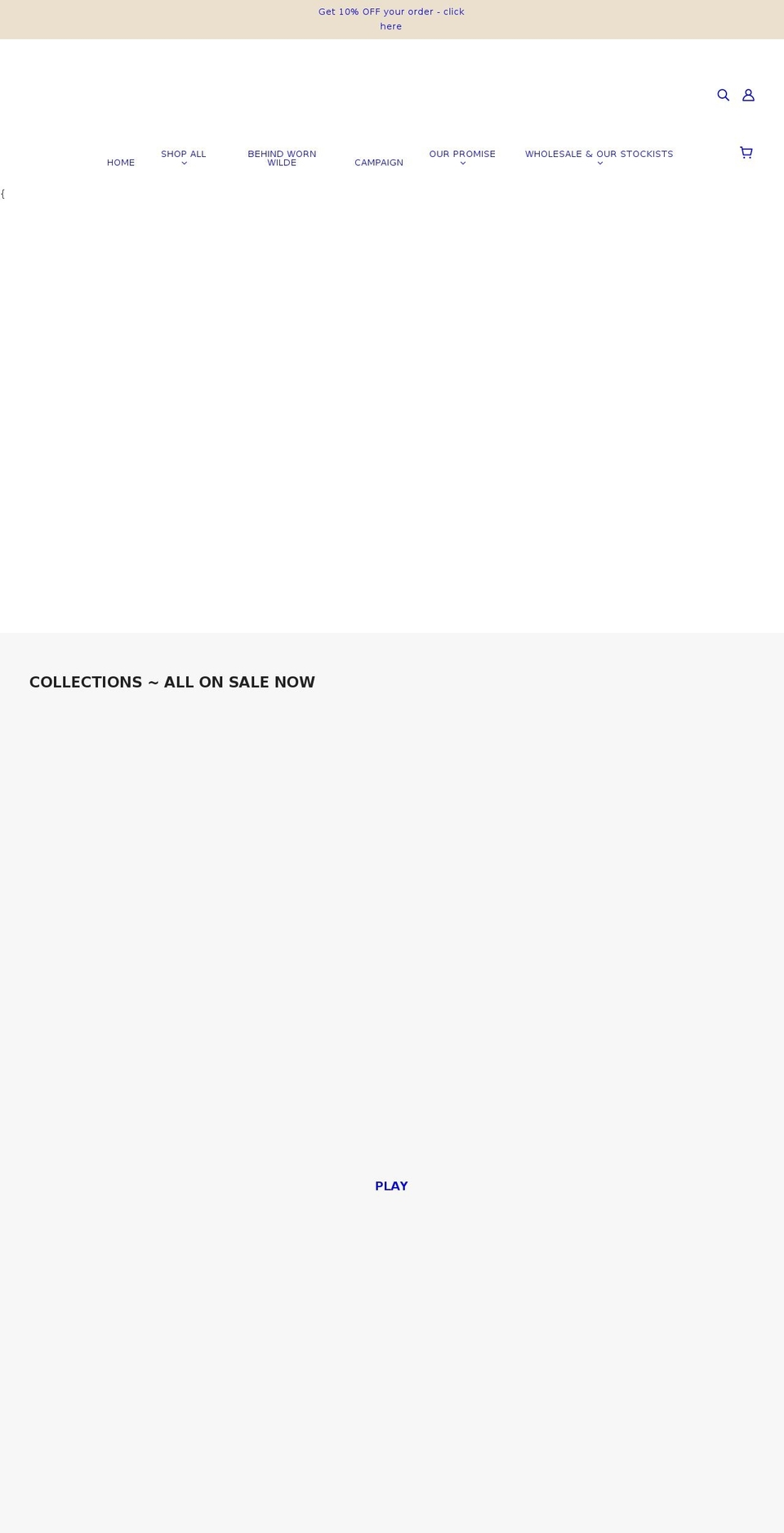 wornwilde.com shopify website screenshot