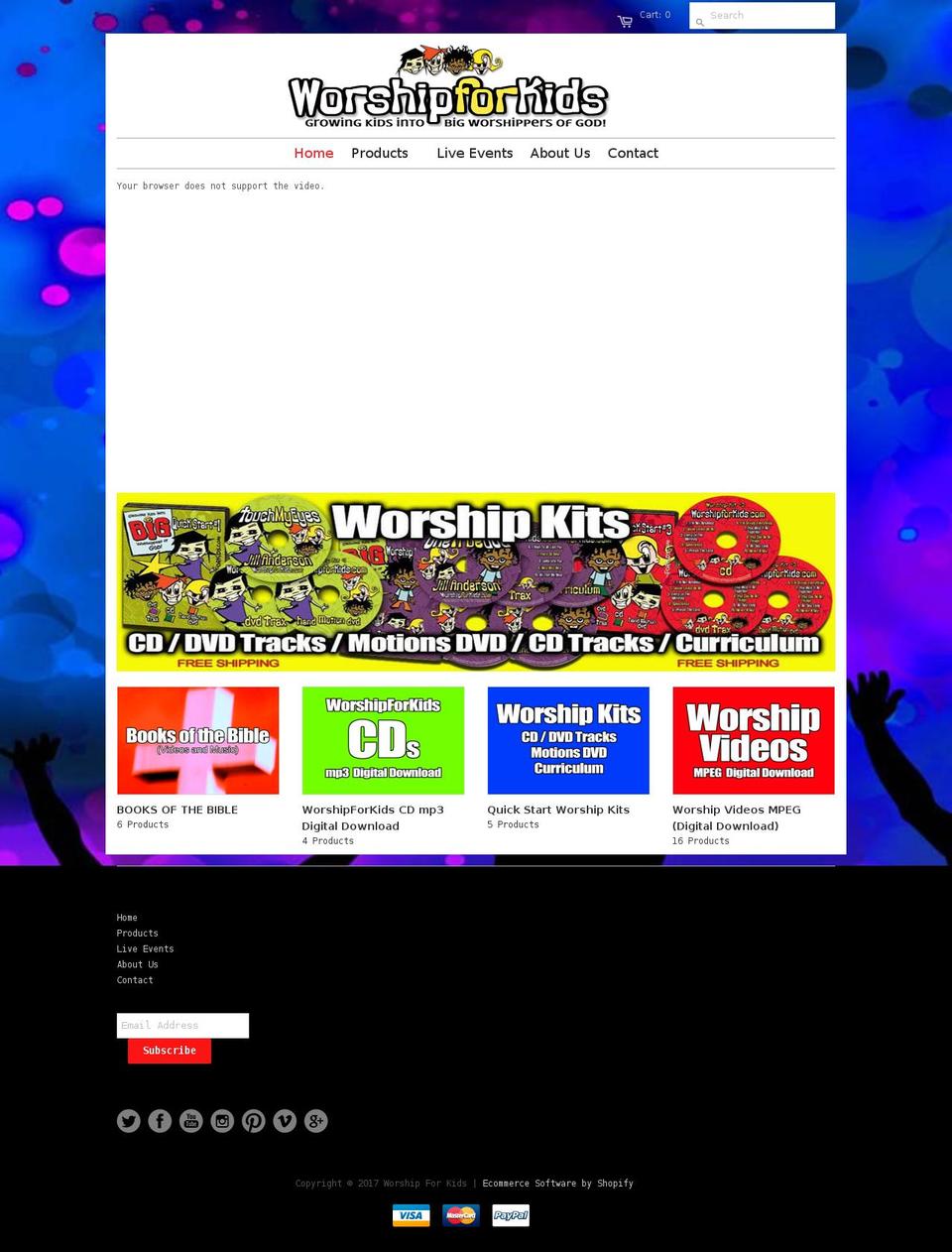 worship4kids.com shopify website screenshot