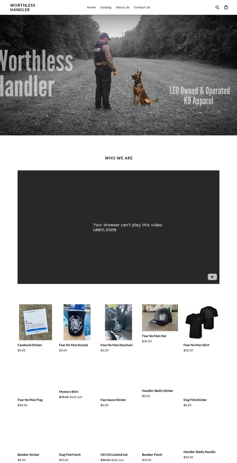 worthlesshandler.com shopify website screenshot