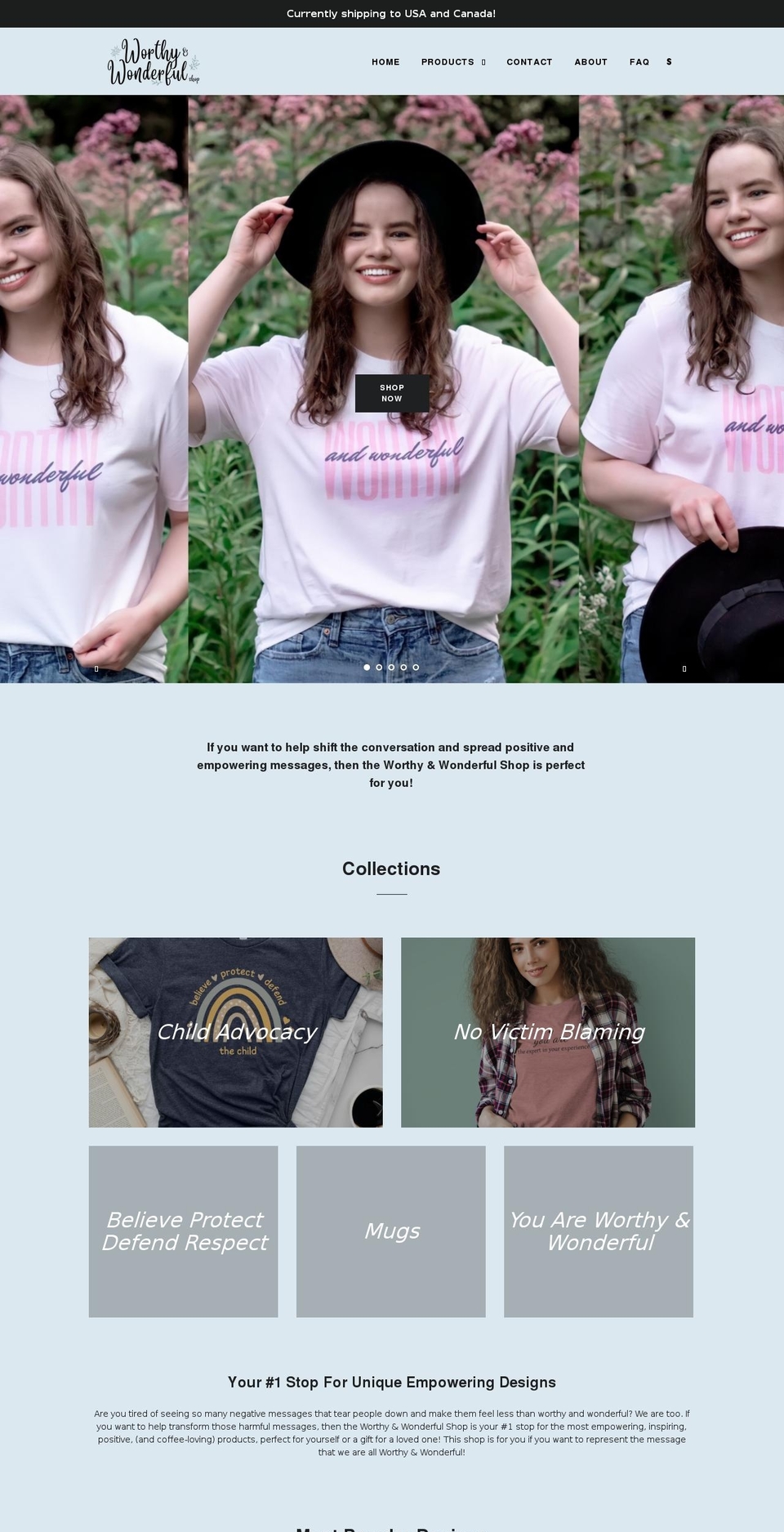worthyandwonderfulshop.com shopify website screenshot