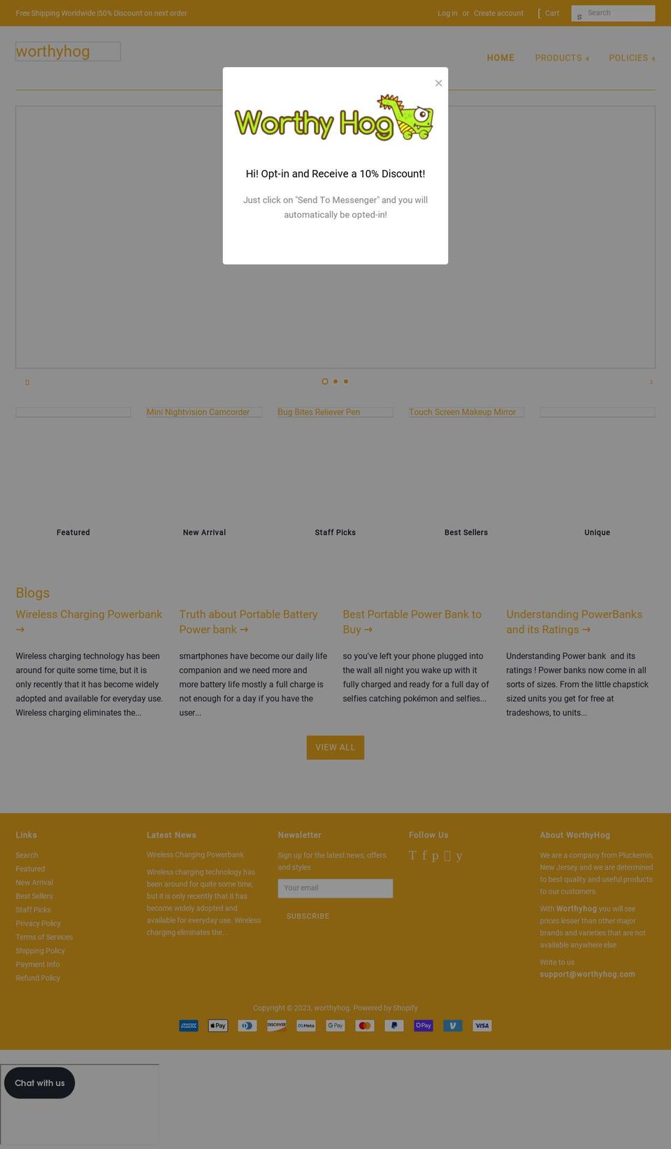 worthyhog.com shopify website screenshot