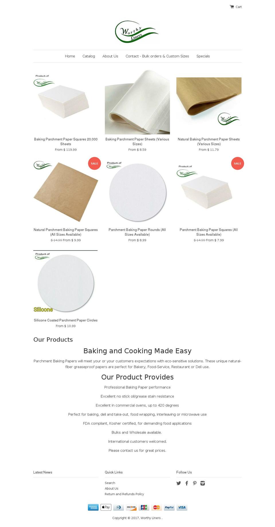 worthyliners.com shopify website screenshot